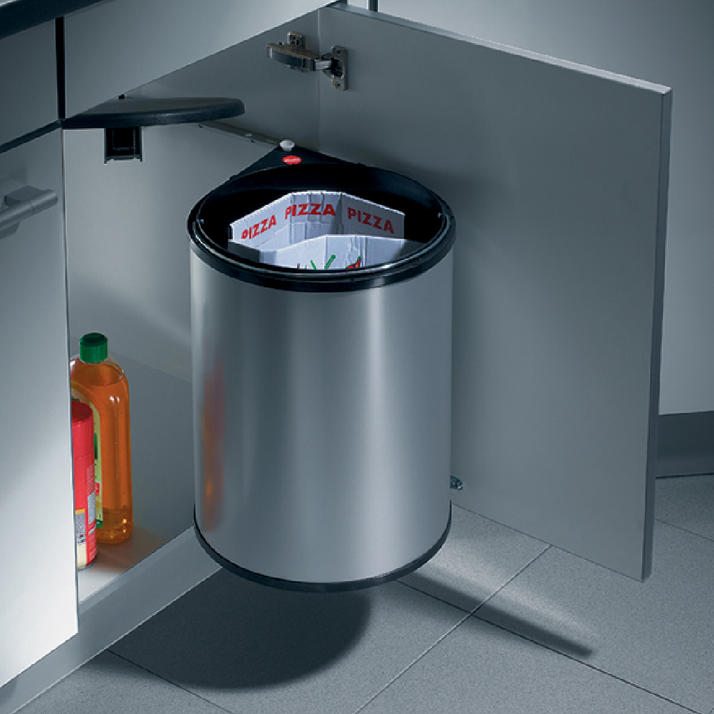 BOTE P/BASURA MONO 15L GRIS GRAFITO NEGRO PUERTA DE 400MM